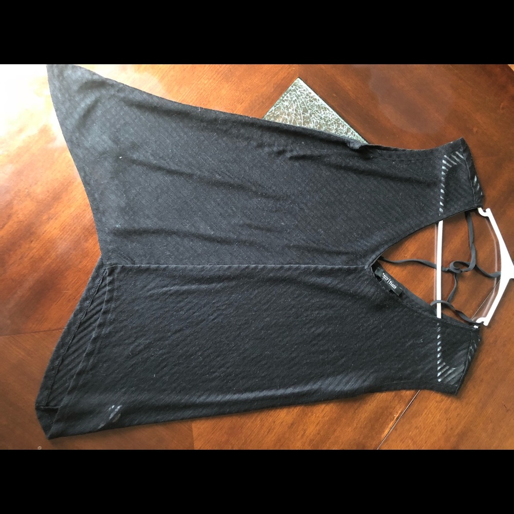 WHBM black striped top w/back ties - S